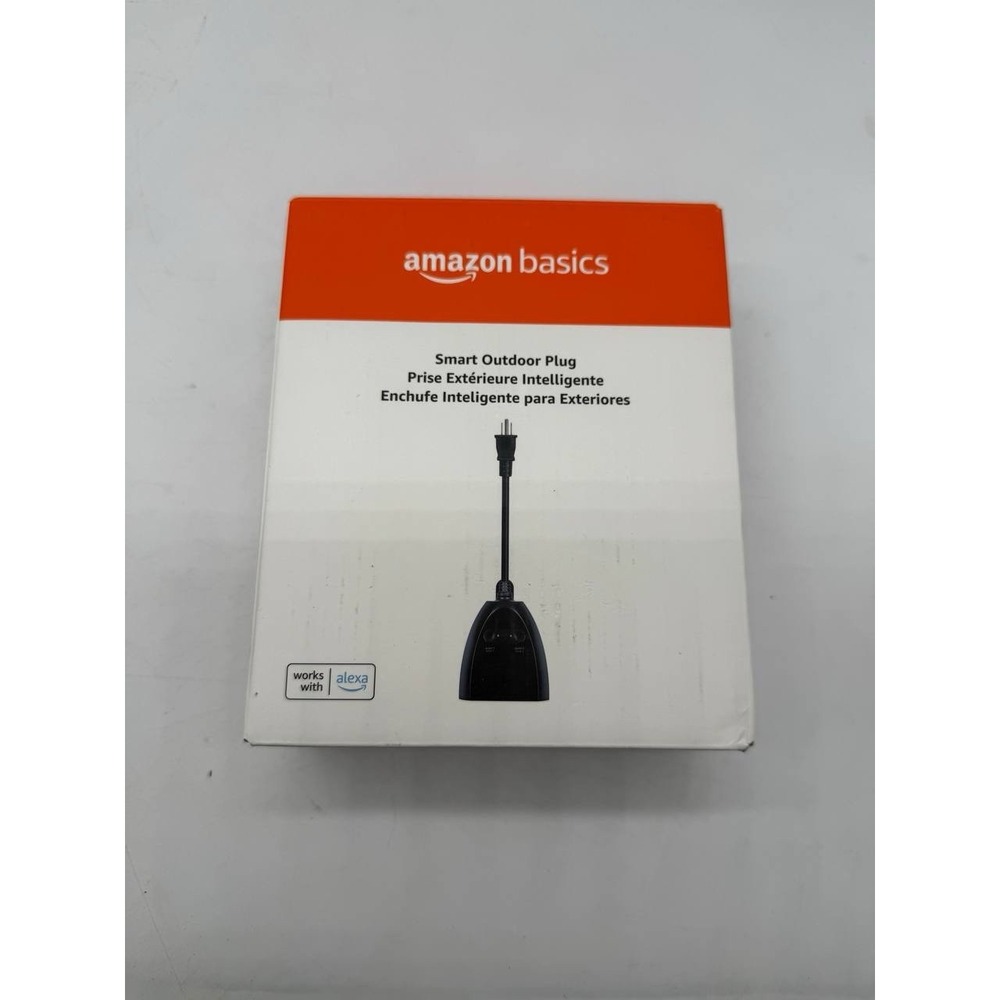 Amazon Basics Outdoor Smart Plug with 2 Individually Controlled Black-NEW